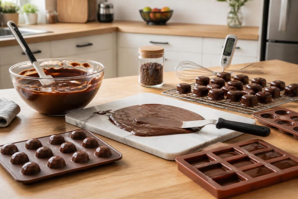 apprenez à travailler le chocolat à la maison avec des techniques simples de tempérage, moulage et enrobage pour réussir vos créations gourmandes comme un professionnel.