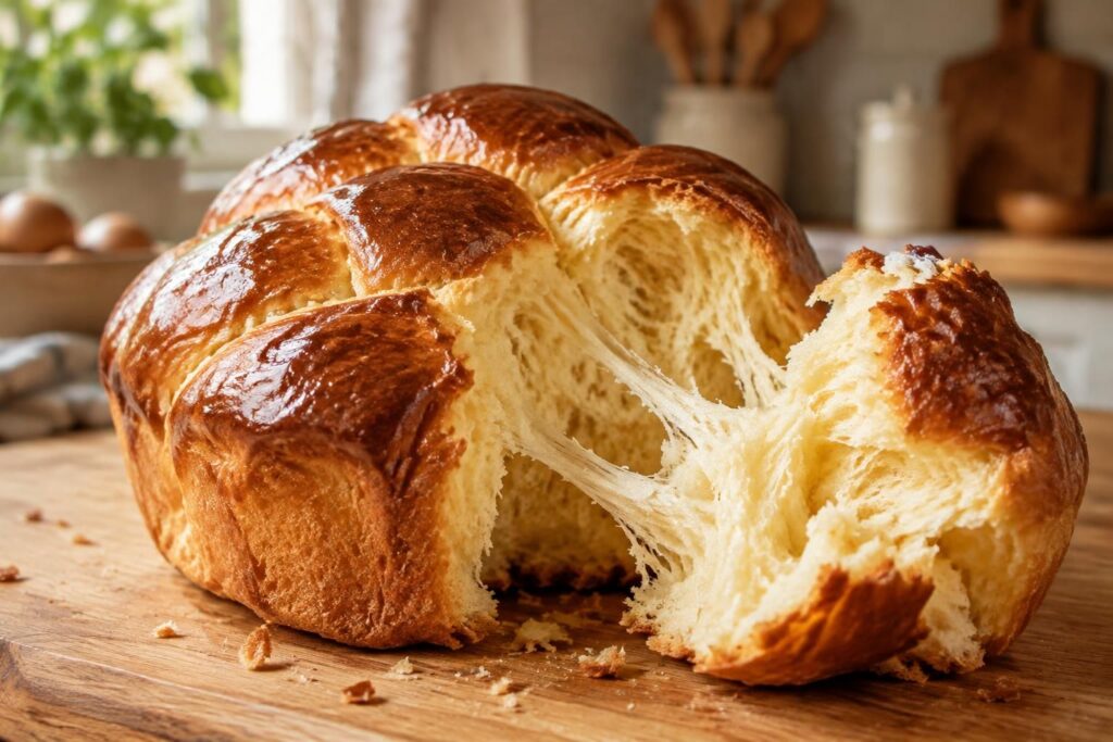 Brioche maison filante et bien dorée