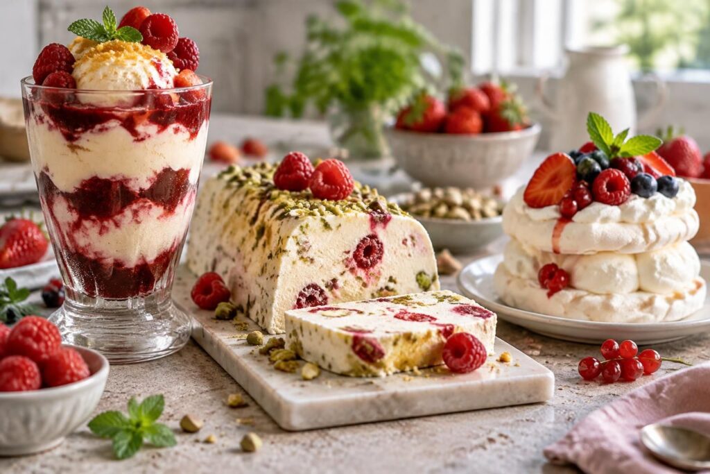 découvrez nos recettes de desserts glacés maison : parfaits, semifreddo et vacherins gourmands pour régaler vos invités tout l’été.