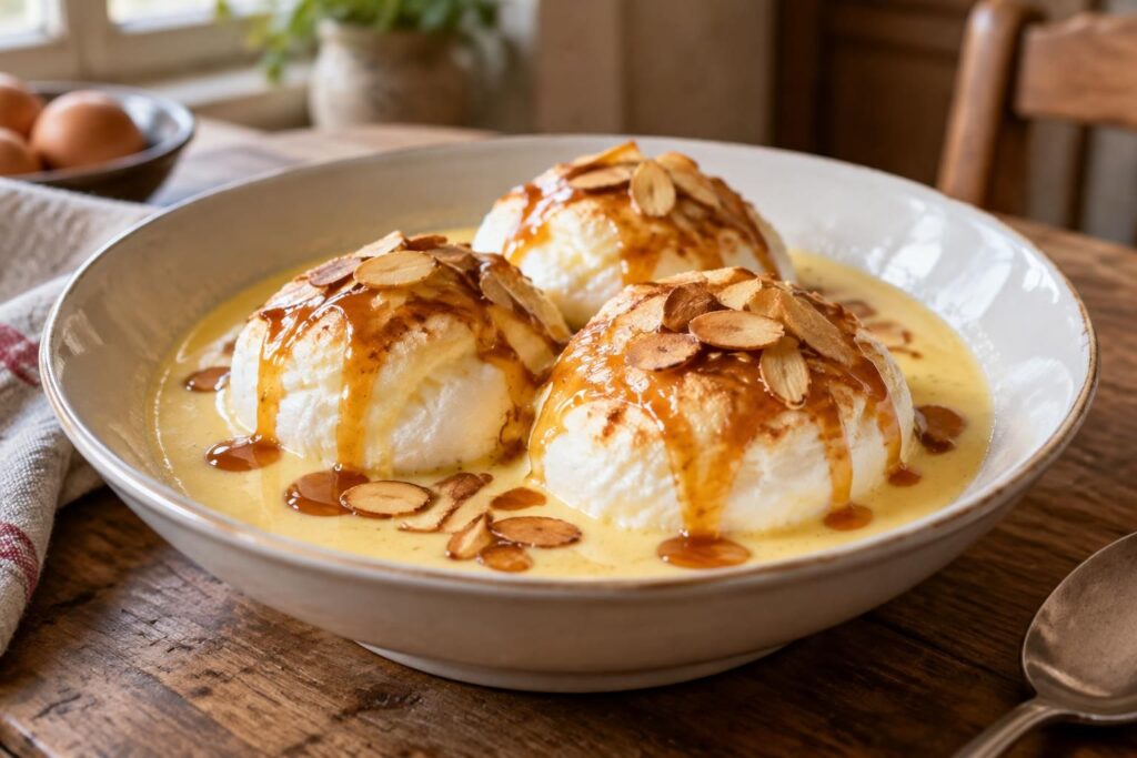 découvrez la recette traditionnelle des îles flottantes et de leur crème anglaise onctueuse, un dessert de grand-mère léger et gourmand.